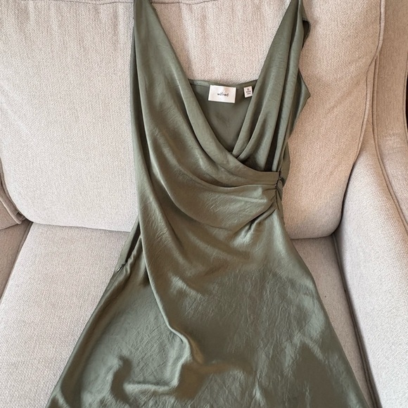 Aritzia Wilfred Beige Satin Mini Dress - Picture 3 of 5